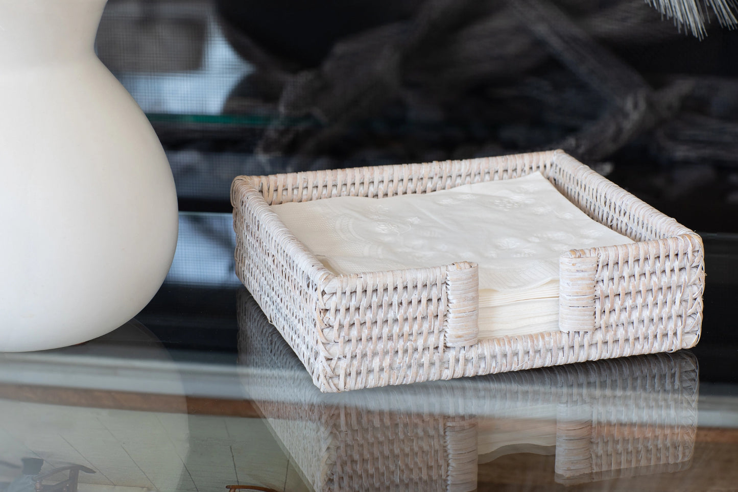 Rattan Napkin Holder with Cutout