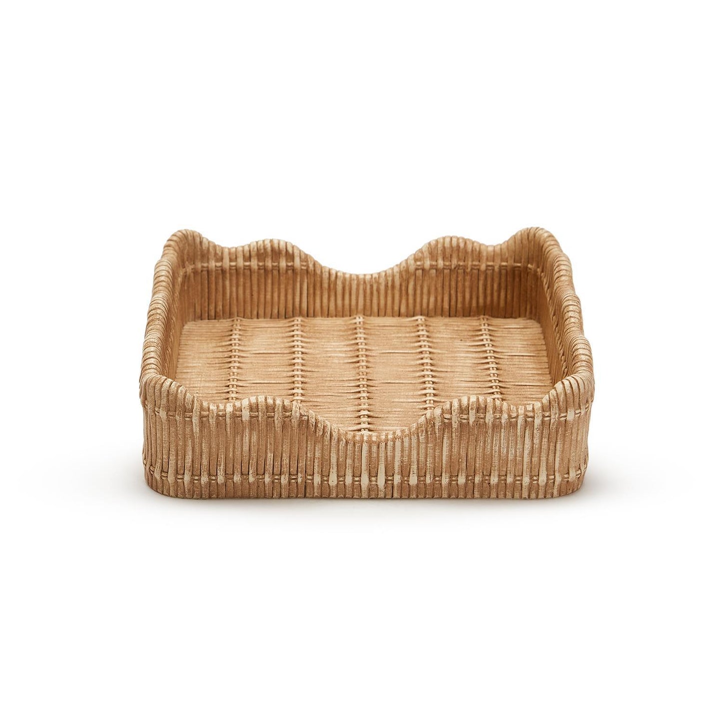 Scalloped Edge Basket Weave Pattern Napkin Holder