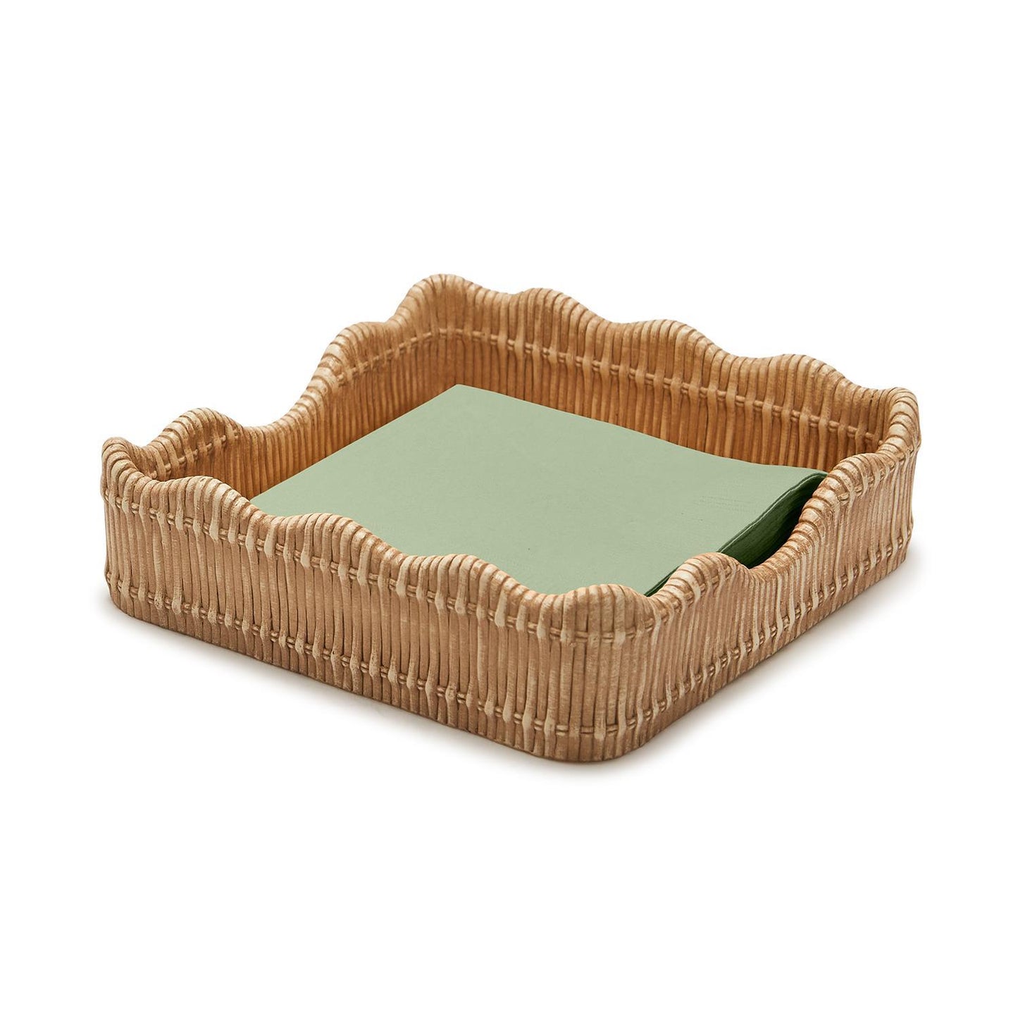 Scalloped Edge Basket Weave Pattern Napkin Holder
