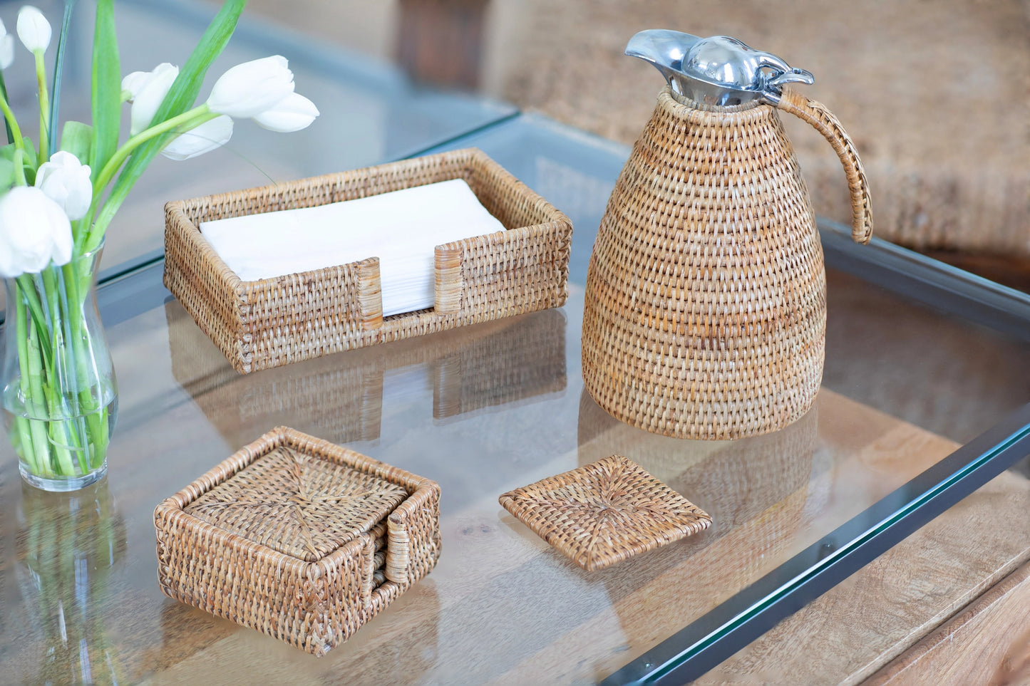 Rattan Napkin Holder with Cutout