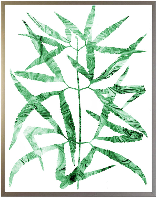 Green Marbled Leaves D - Online Only
