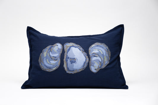 Lumbar 16" x 24" Pillow - Navy - Oyster (LMP-OYS-NA-01)