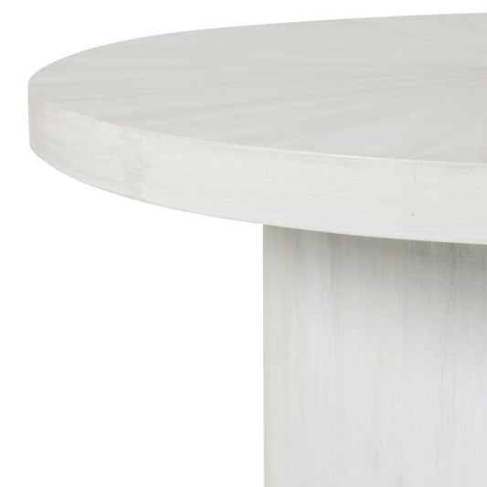 Zane 24" Round Side Table, White Wash