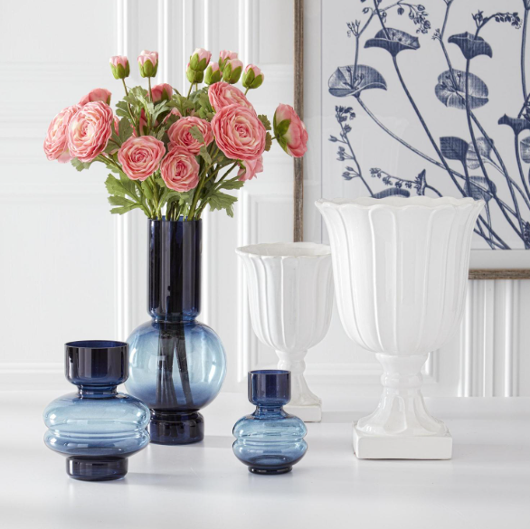 14.125 Inch Blue 2 Tone Pot Belly Vase