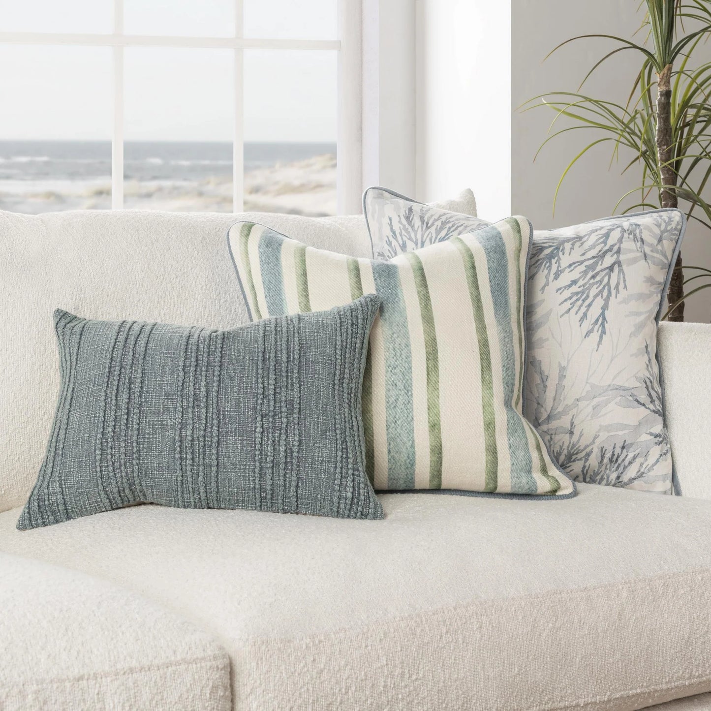 Harbor - Blue/Green Stripe Pillow