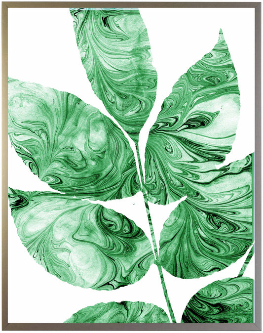 Green Marbled Leaves E - Online Only