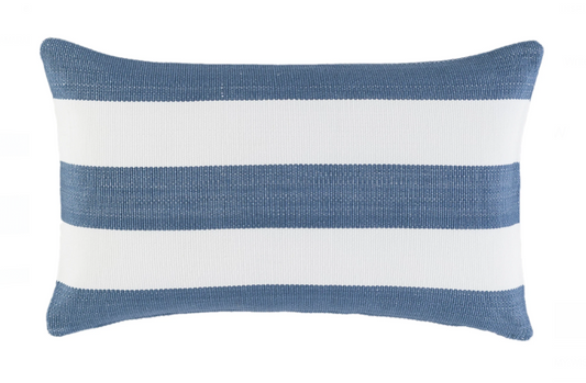 Catamaran Stripe Denim/White Indoor/Outdoor Lumbar