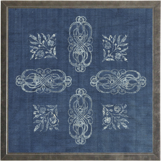 Block Print on Indigo Linen Print I - Online Only