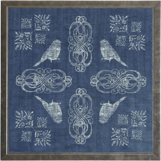 Block Print on Indigo Linen Print J - Online Only