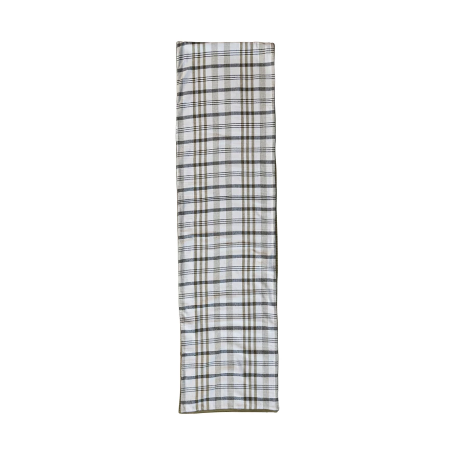 Two-Sided Stonewashed Cotton Double Cloth Table Runner w/ Cotton Back