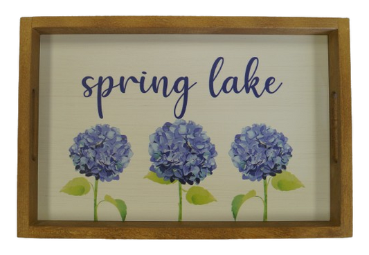Personalized Hydrangea Wooden Serving Tray - SPRING LAKE