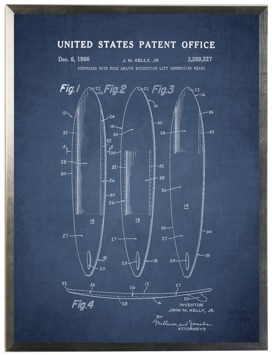 Surfboards Patent on Navy Background