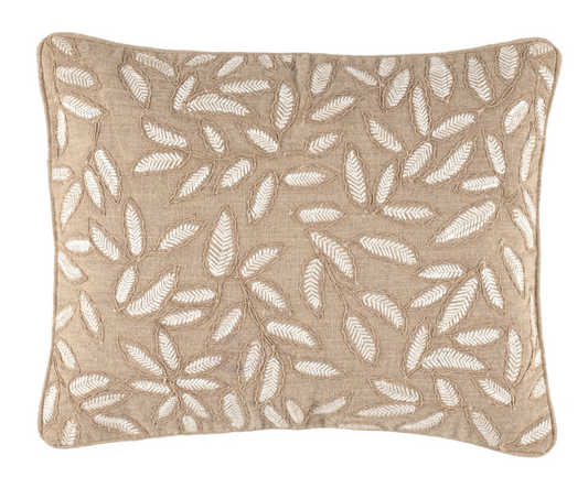 Amelia Embroidered Decorative Pillow - Natural - 16" Lumbar