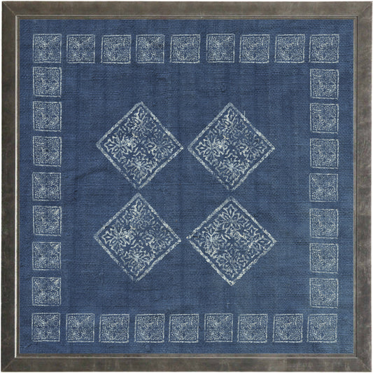 Block Print on Indigo Linen Print O - Online Only