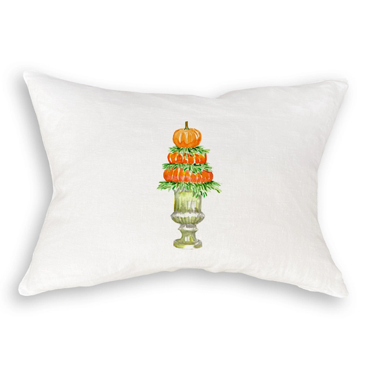 Pumpkin Topiary White Rectangle Pillow