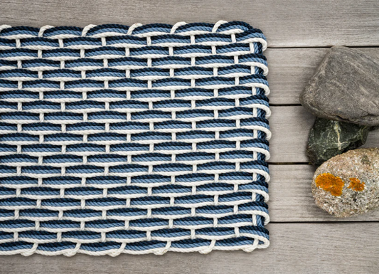 Pearl/Glacier Bay/Navy Doormat - Triple Weave