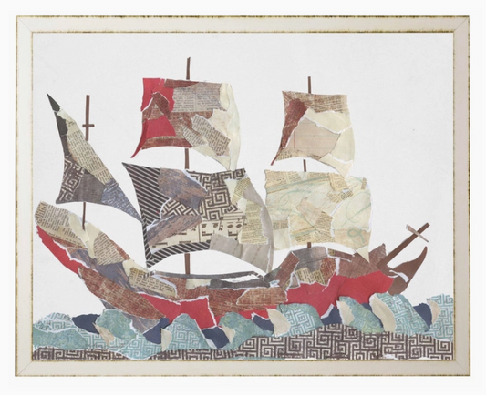 Pirate Ship A - 84021 C (White Washed Distressed Shadowbox) - Online Only