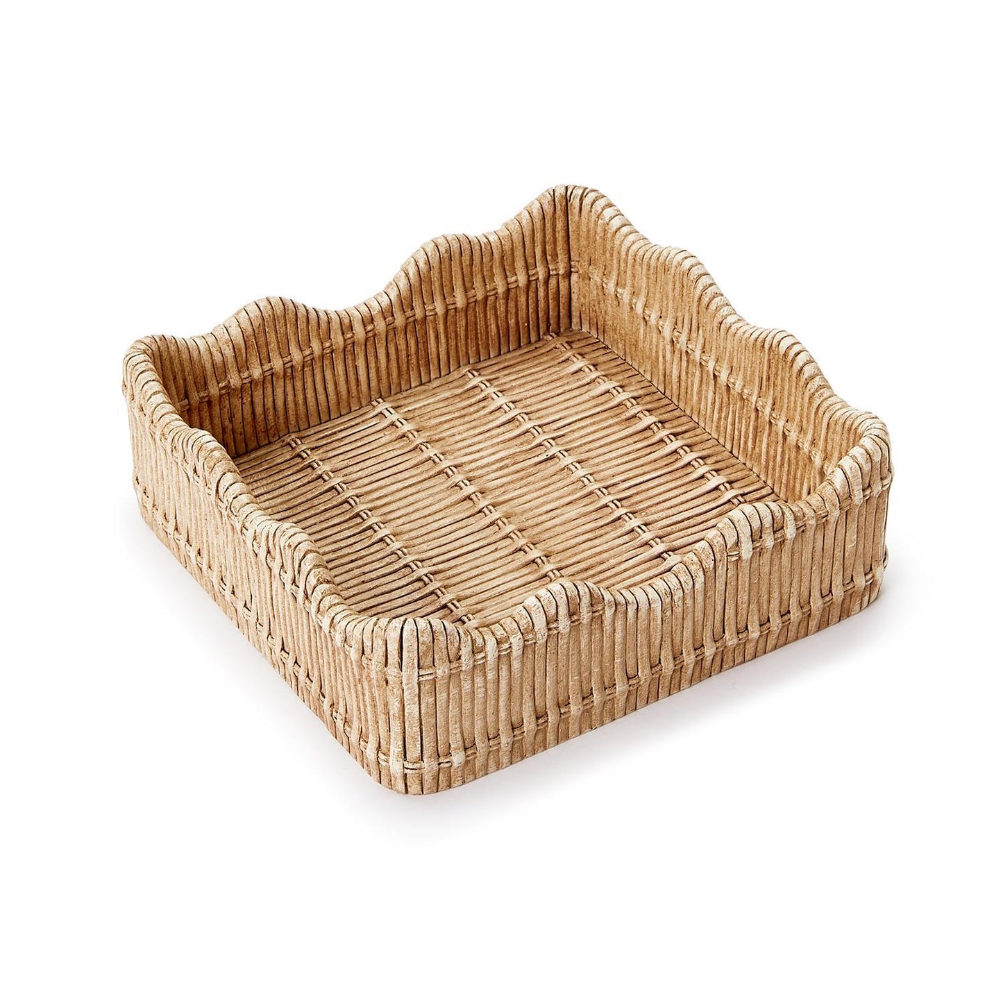 Scalloped Edge Basket Weave Pattern Napkin Holder