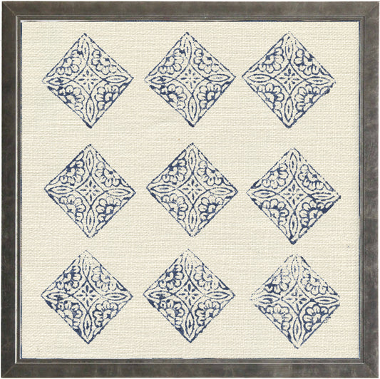 Block Print on Cream Linen Print R - Online Only