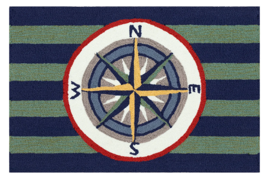 Striped Compass Multi Rug 24x36