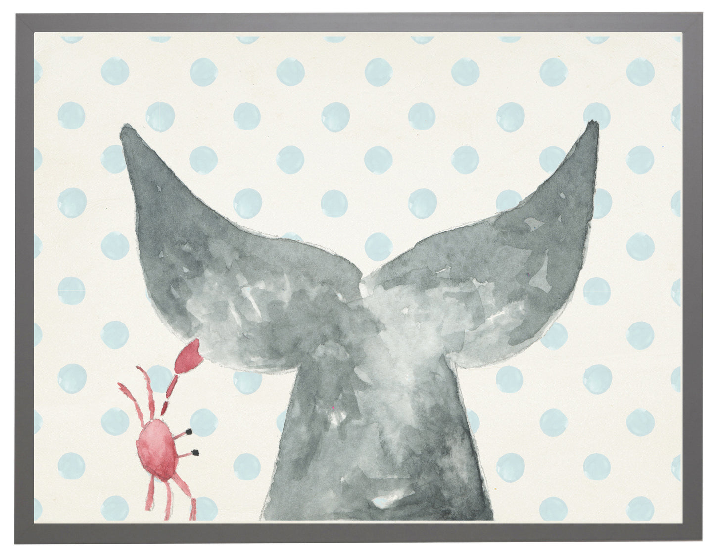 Watercolor Whale Tale with Crab with Geometric Background B - Online Only