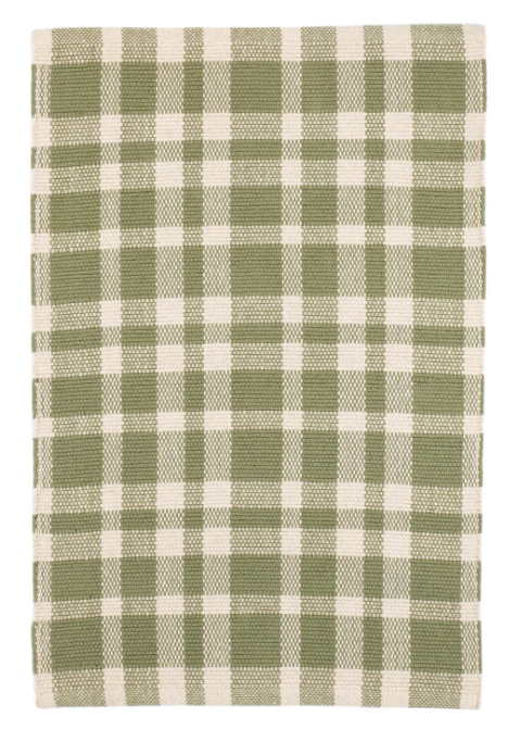 Tattersall Handwoven Cotton Rug Sage 2x3