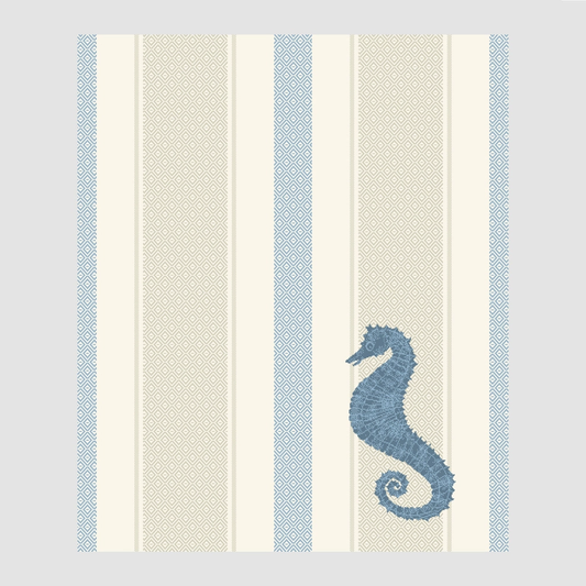 Seahorse Square Throw Blanket - Beige