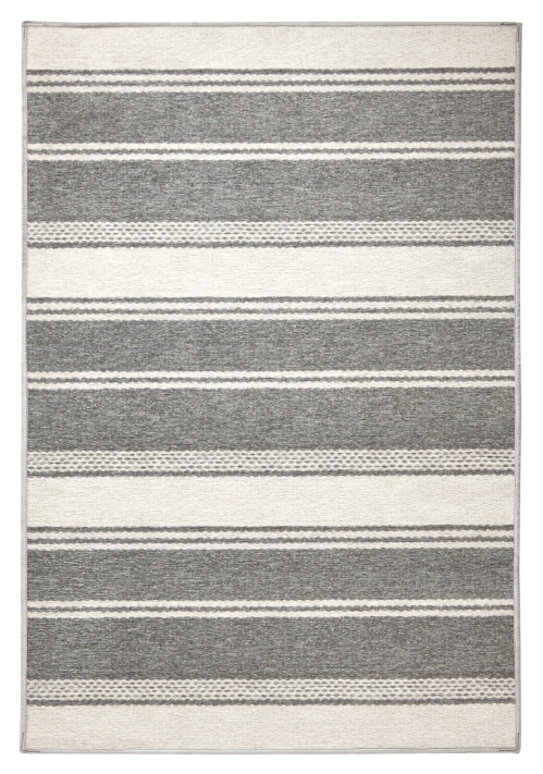 Bowman Stripe Grey Machine Washable Rug 2x3