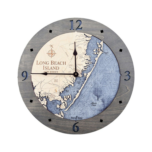 16" Long Beach Island Clock - Deep Blue/Driftwood Gray