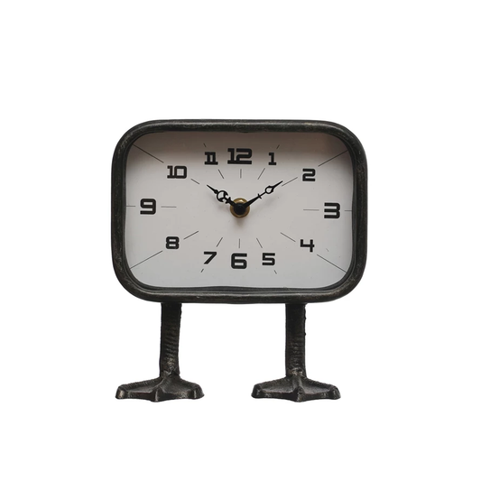 Metal Clock w/ Duck Feet, Gunmetal Finish