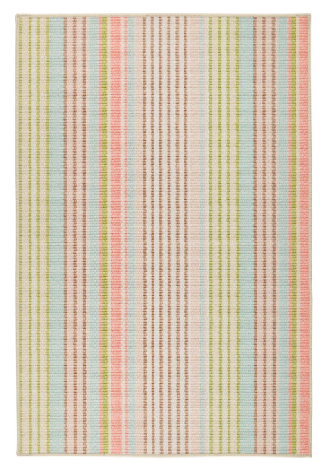 Ana Ticking Aqua Machine Washable Rug 2x3