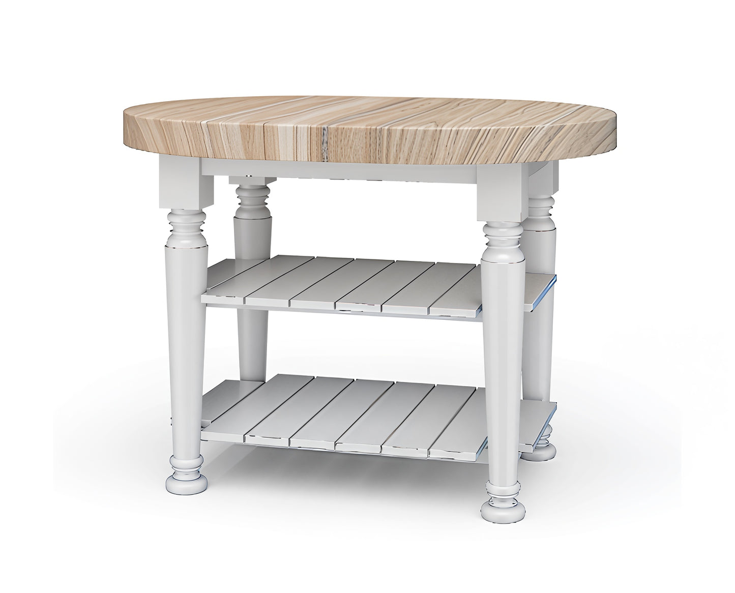 Farmhouse Butcher Block Kitchen Island Architectural White Raw (HRW/RAW)