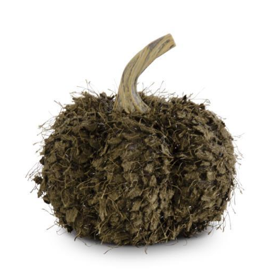 4.25 INCH KHAKI GREEN FRINGE PUMPKIN