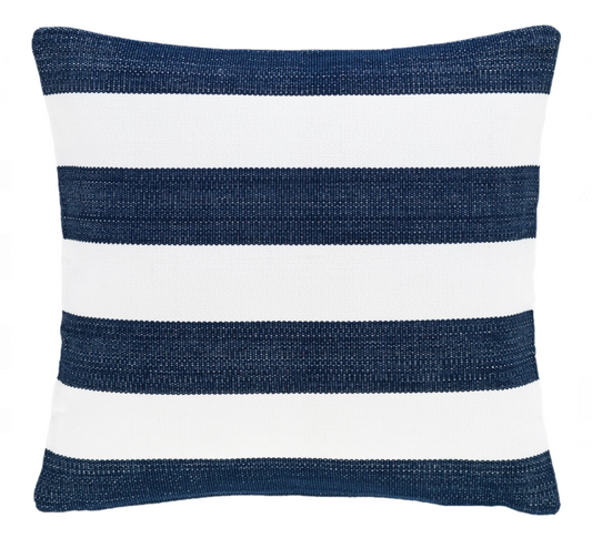 Catamaran Stripe Navy/White Indoor/Outdoor 21x21 Pillow