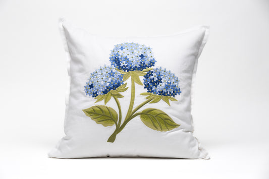 Square 20" x 20" Pillow - White - Hydrangea (SQP-HYD-NA-01)