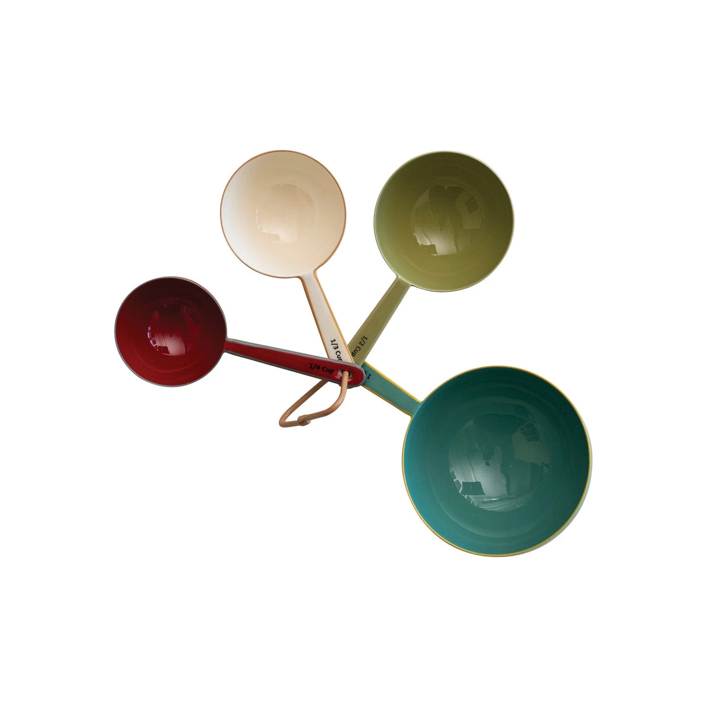 1, 1/2, 1/3, 1/4 Cup Enameled Stainless Steel Measuring Cups, 4 Colors, Set of 4