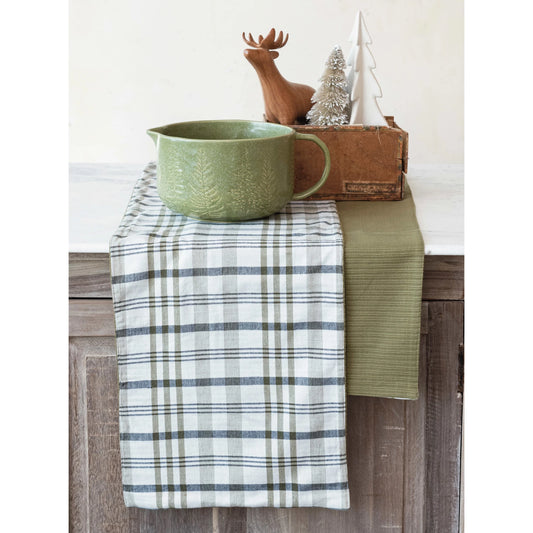 Two-Sided Stonewashed Cotton Double Cloth Table Runner w/ Cotton Back