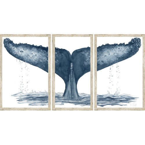 WHALE TAIL TRIPTYCH 72 X 38 DIS-SILVER