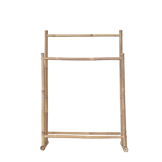 Bamboo Towel/Throw Rack w/ 2 Rods, Natural