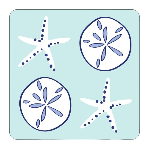 Aqua Shells 4 Piece Coaster Set