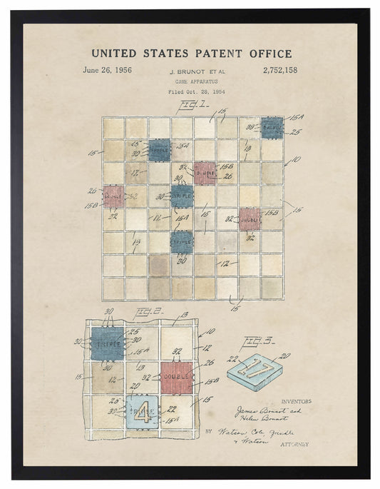 Watercolor Scrabble Patent Print