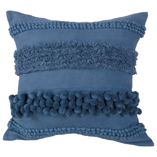 Blue Pom Pom Pillow The Spotted Whale