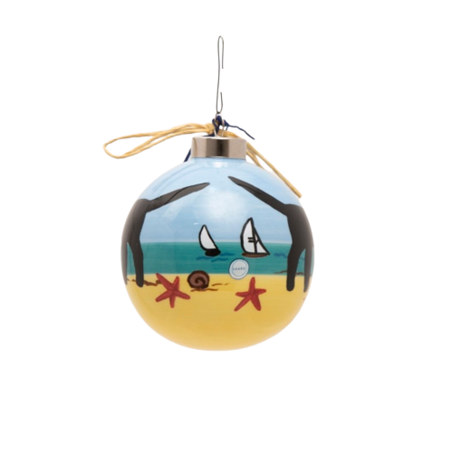Beach Dog Black Ornament