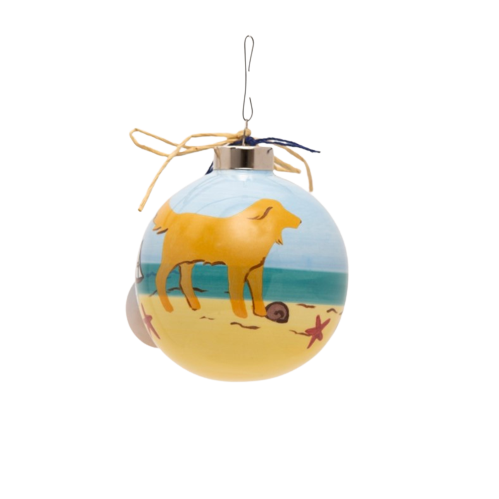 Beach Dog Yellow Ornament