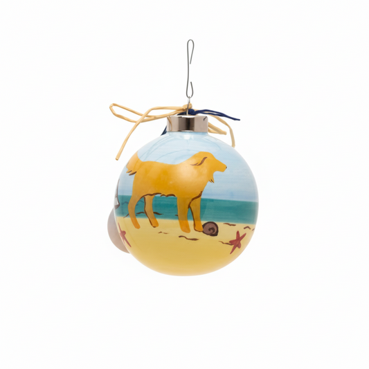 Beach Dog Yellow Ornament