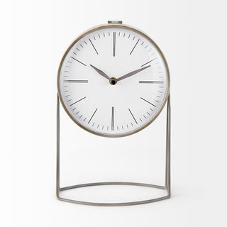 Aurus Matte Gray Metal Table Clock
