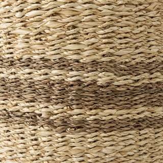 Sivannah Light Brown Medium Brown Striped Seagrass Round Basket
