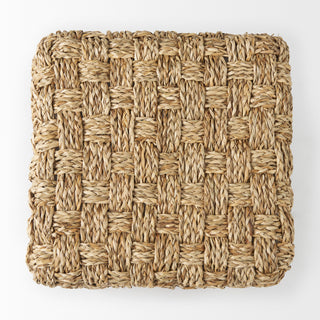 Adele 17.7L x 17.7W x 17.7H Medium Brown Seagrass Woven Square Pouf
