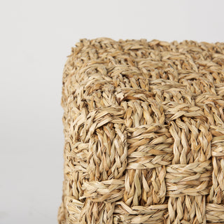 Adele 17.7L x 17.7W x 17.7H Medium Brown Seagrass Woven Square Pouf
