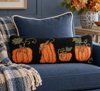 Pumpkin Patch 8" x 24" Hooked Pillow
